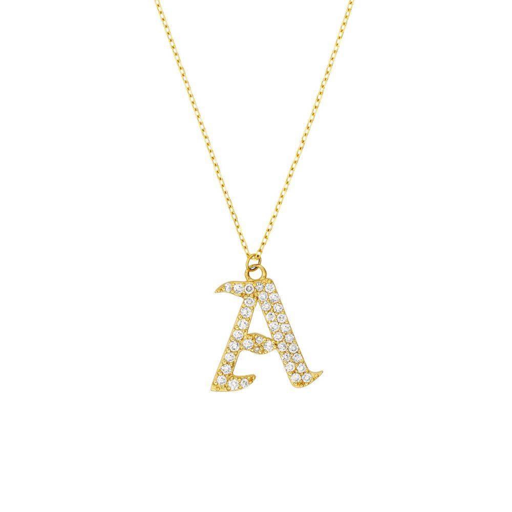 Korman Collection 14k Yellow Gold & Diamond Gothic Initial Necklace